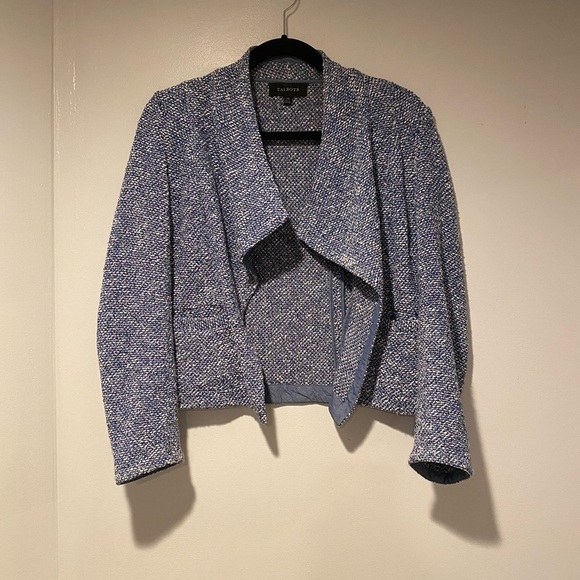 Women’s Talbots Blue Tweed Drape Open Front‎ Blazer XS - Picture 4 of 7